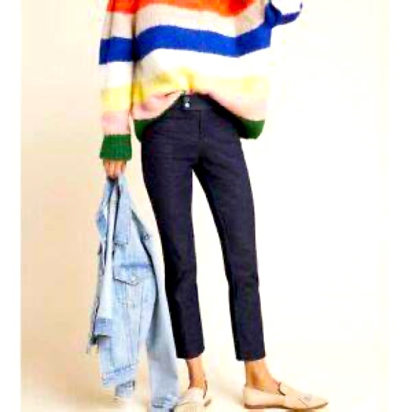 Anthropologie slim straight leg dark denim pant. Clean front. New w/o tags - Picture 1 of 9